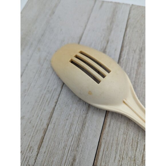 Vintage Ensar Almond Beige Nylon Plastic Slotted Spoon 11" - Picture 6 of 6